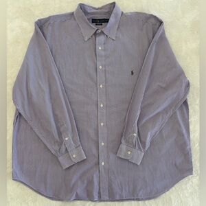 Ralph Lauren | 3XB | Purple & White Striped Classic Fit Button Down Dress Shirt